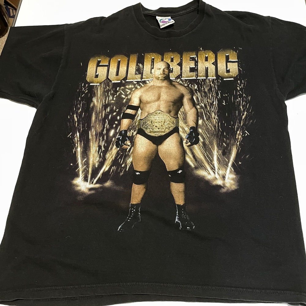 Vintage 1998 Goldberg WCW Liquid Blue Shirt Mens XL, Made USA 90s White Tag